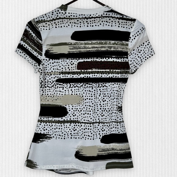 DKNY Crew Neck Short Sleeve Top Front Knot and Gathering Size Petite Small - Picture 4 of 11